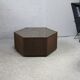 Space age table, hexagonal. Wood, velvet and smoked mirror. Circa 1970