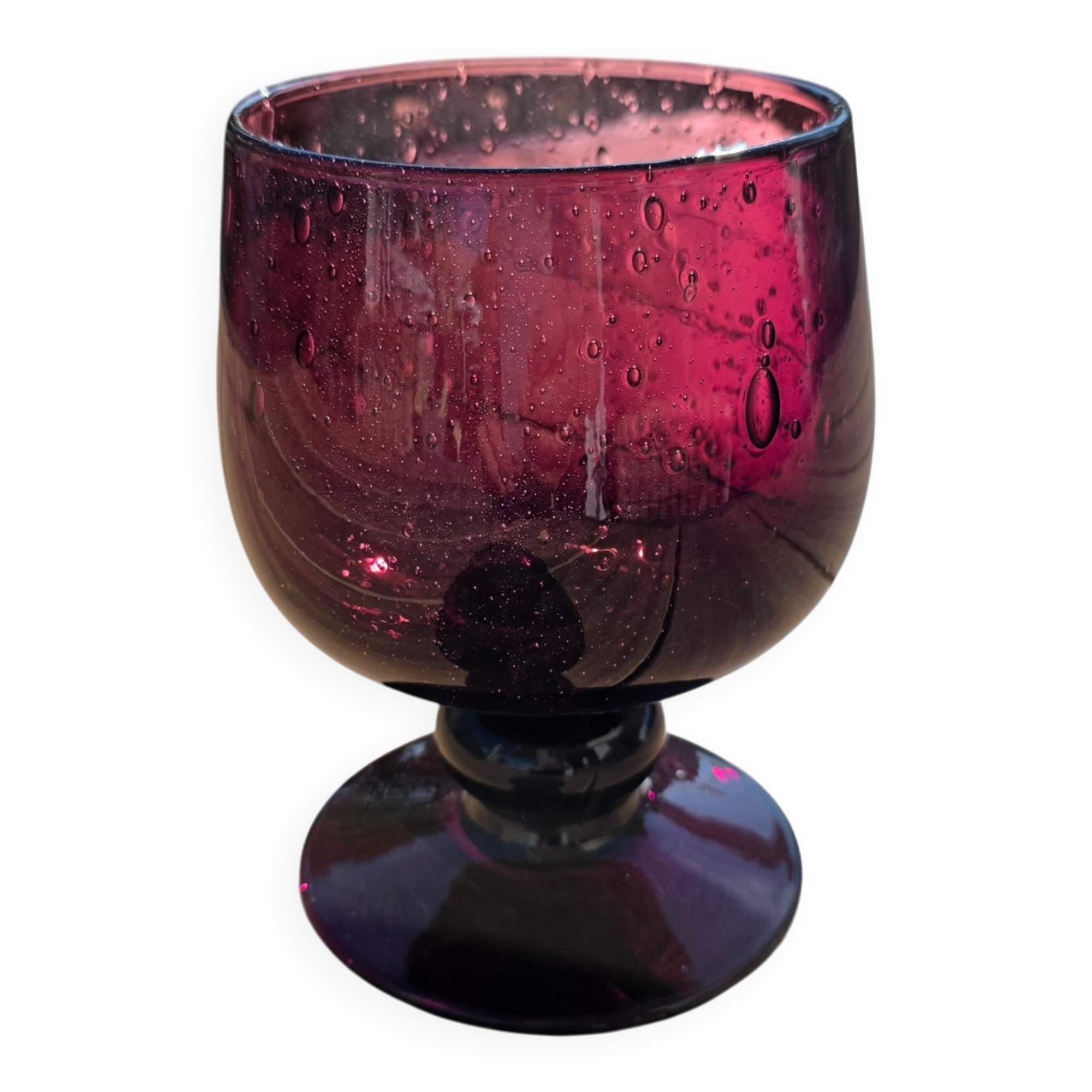 Large purple bubble glass lantern biot – signed