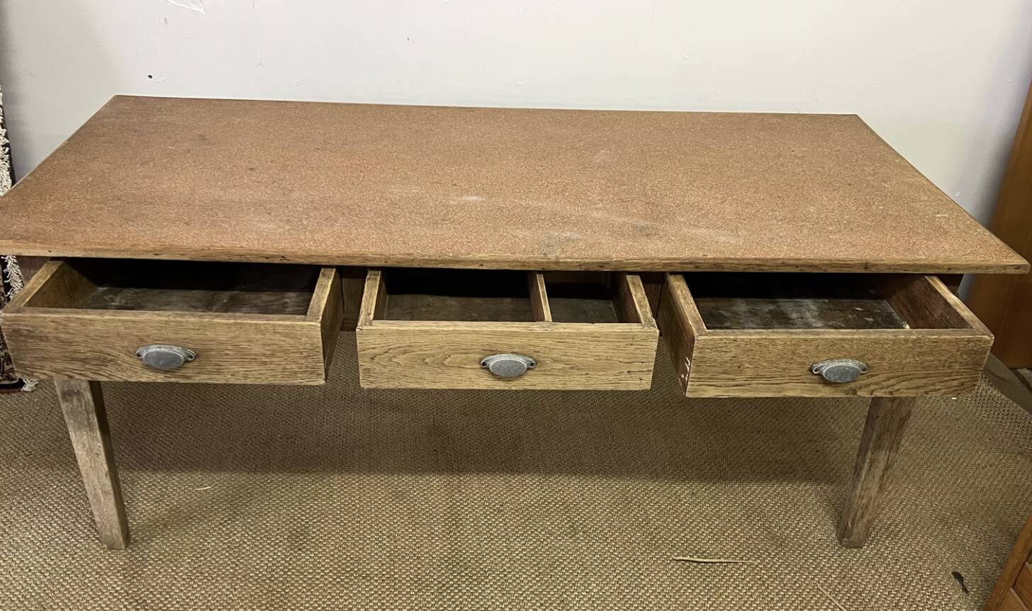 Vintage 3 Drawer Farmhouse Table