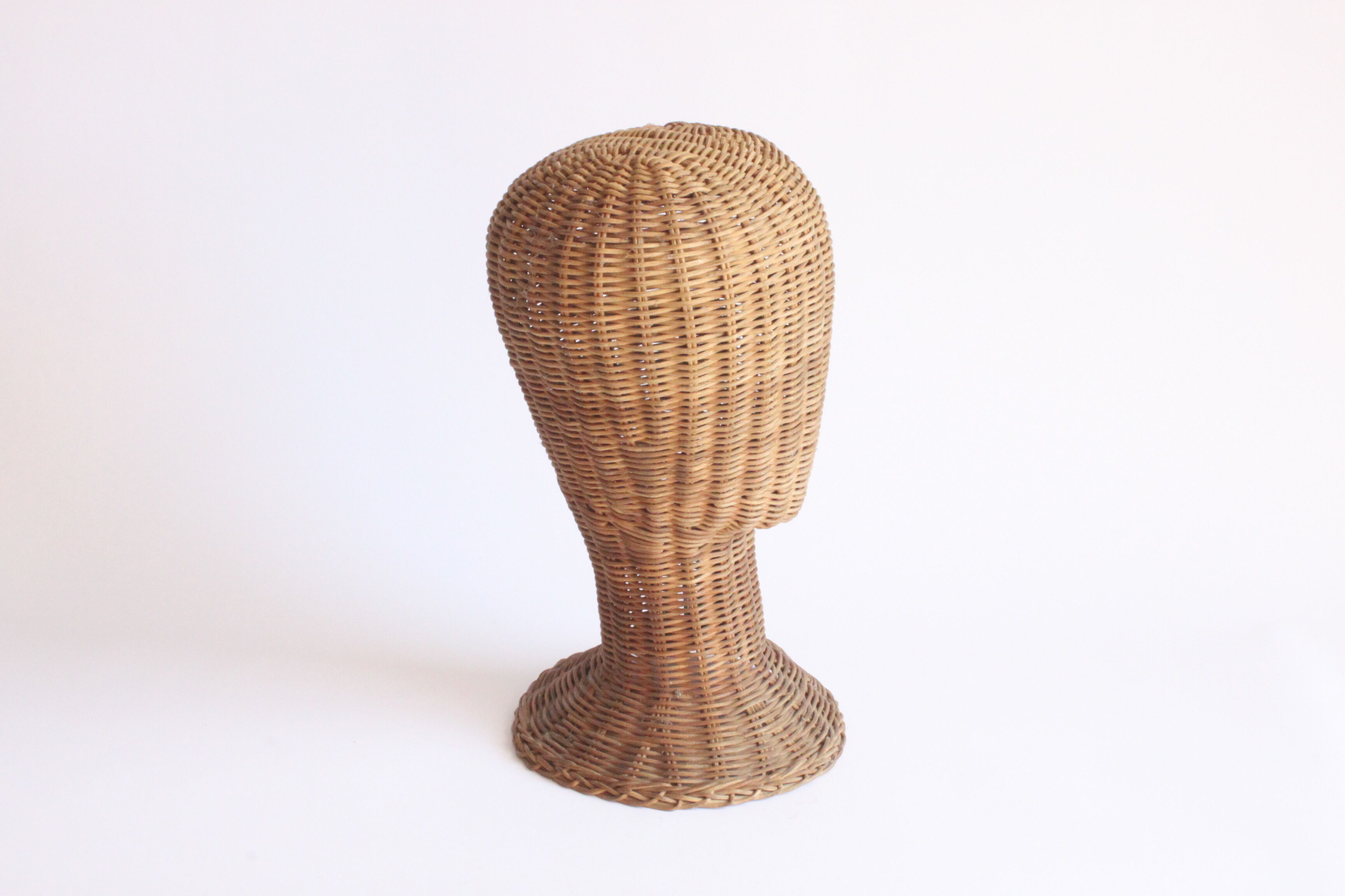 Rattan mannequin head, 1950s.