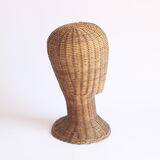 Rattan mannequin head, 1950s.