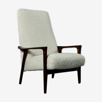 Fauteuil Vintage Mid-Century Scandinave Moderne en Teck Blanc de Bröderna Anderssons, 1960s