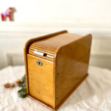 Wooden index card box vintage curtain file