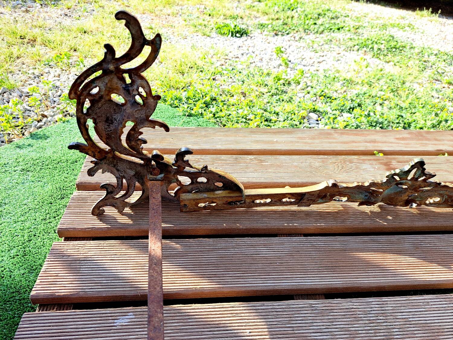 Antique gilt bronze andirons