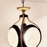 1960s glass brass pendant, frivolous lantern lamp