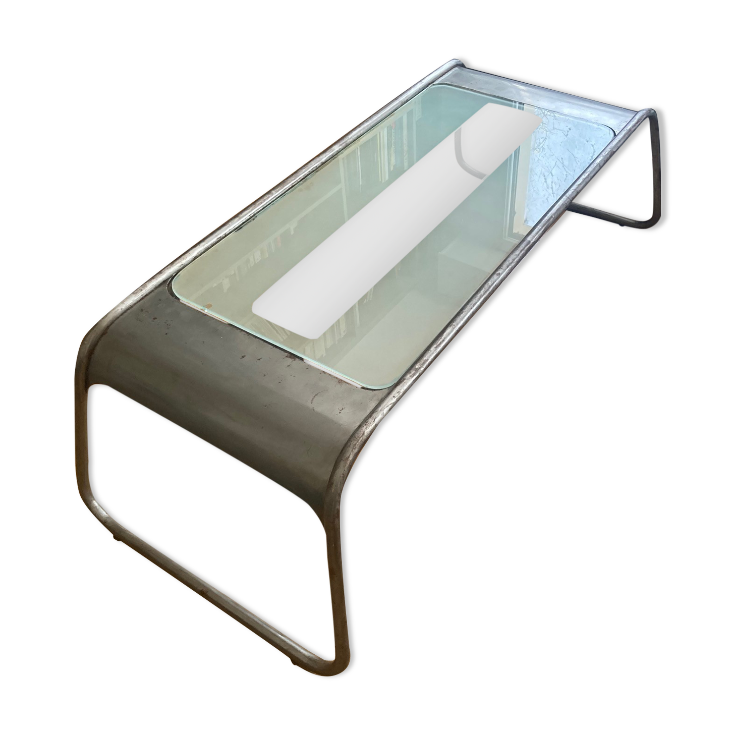 Metal and glass coffee table