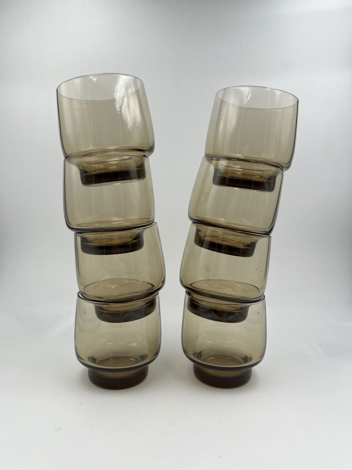 Eight smoked glass water glasses