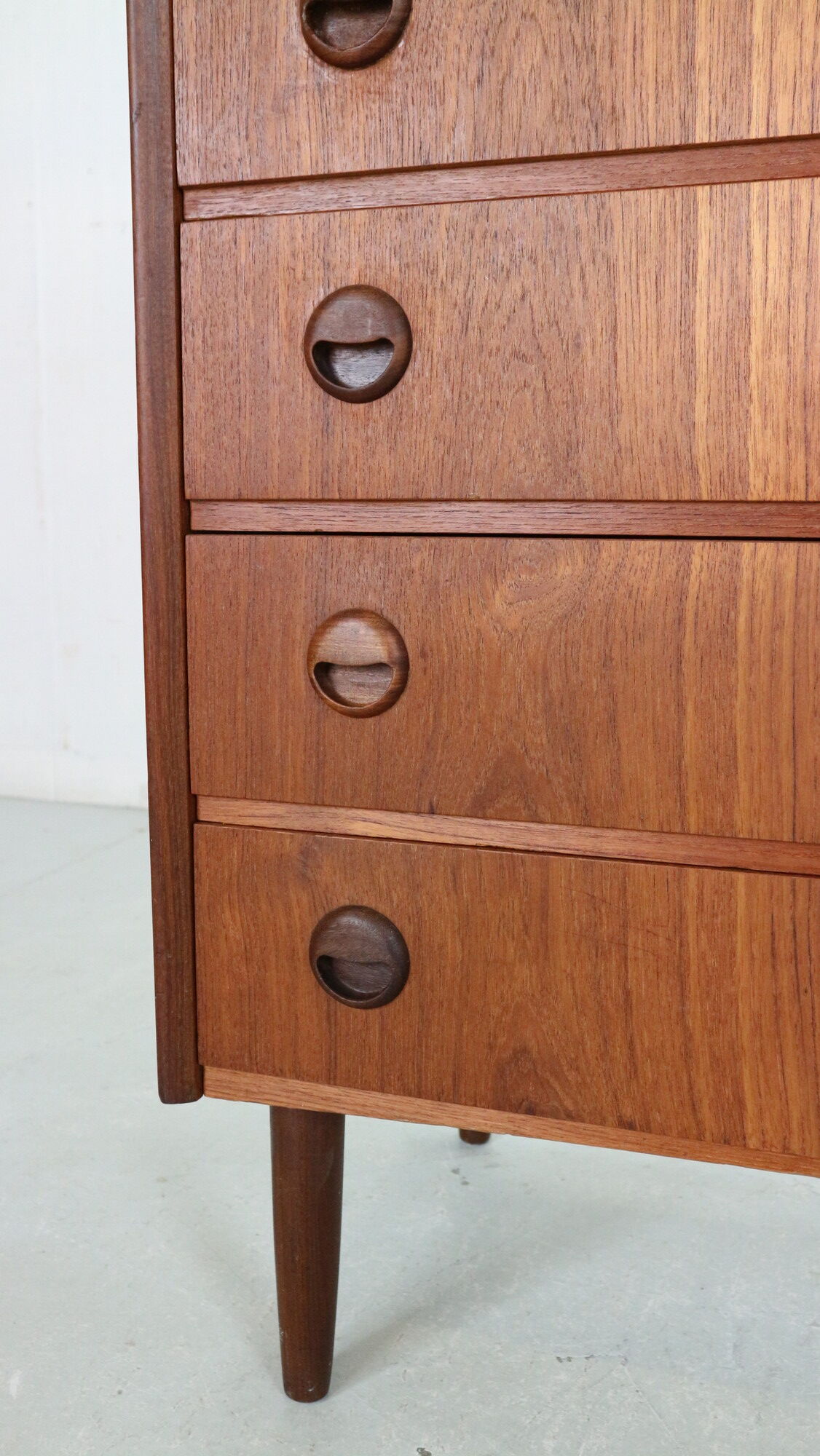 Mid-Century Modern Danish Chest of Six Drawers, Tallboy in Teak, Denmark, 1960s