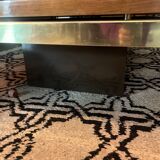 70s coffee table in brass and elm burl