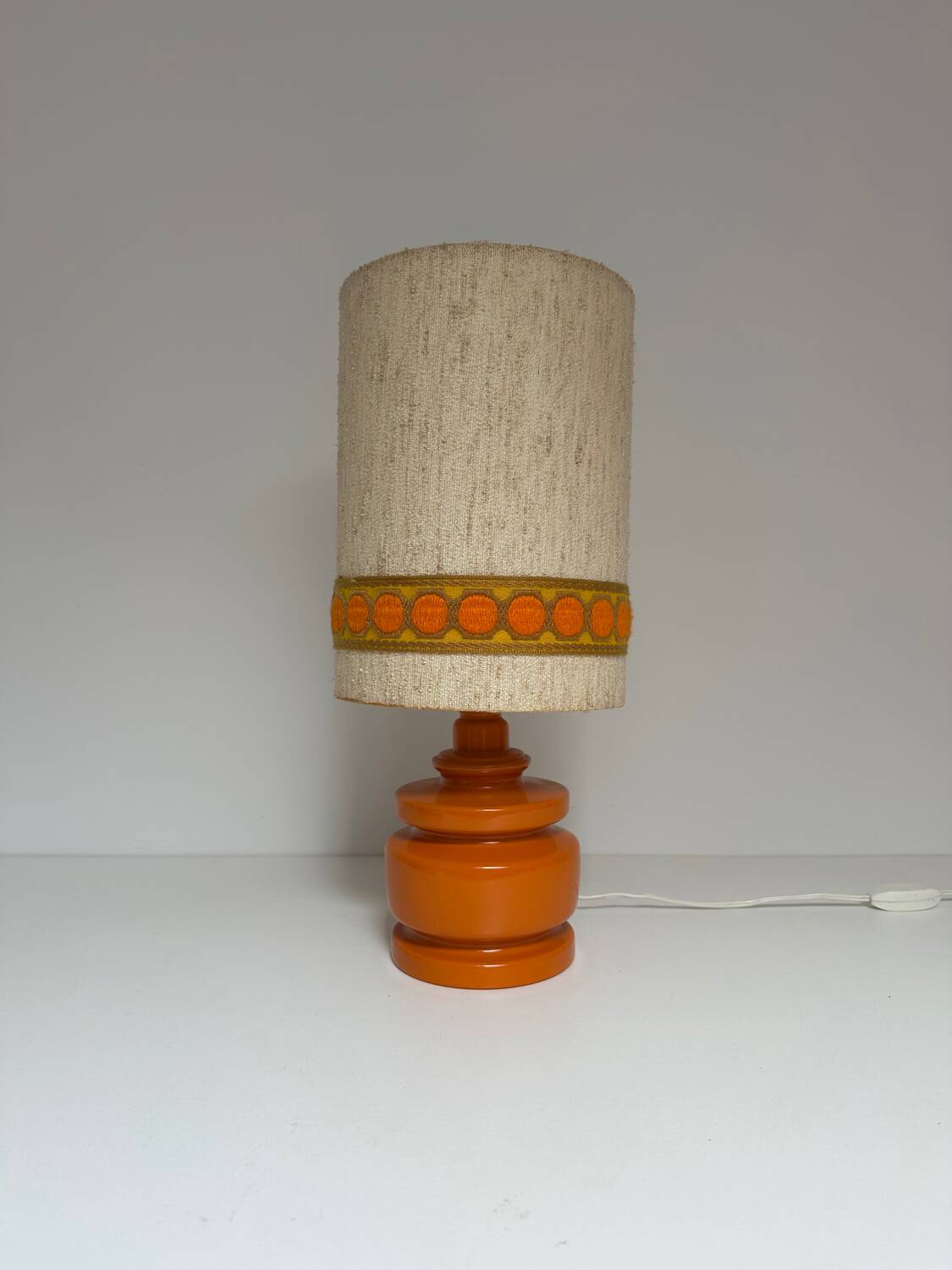 1970s vintage orange ceramic table lamp