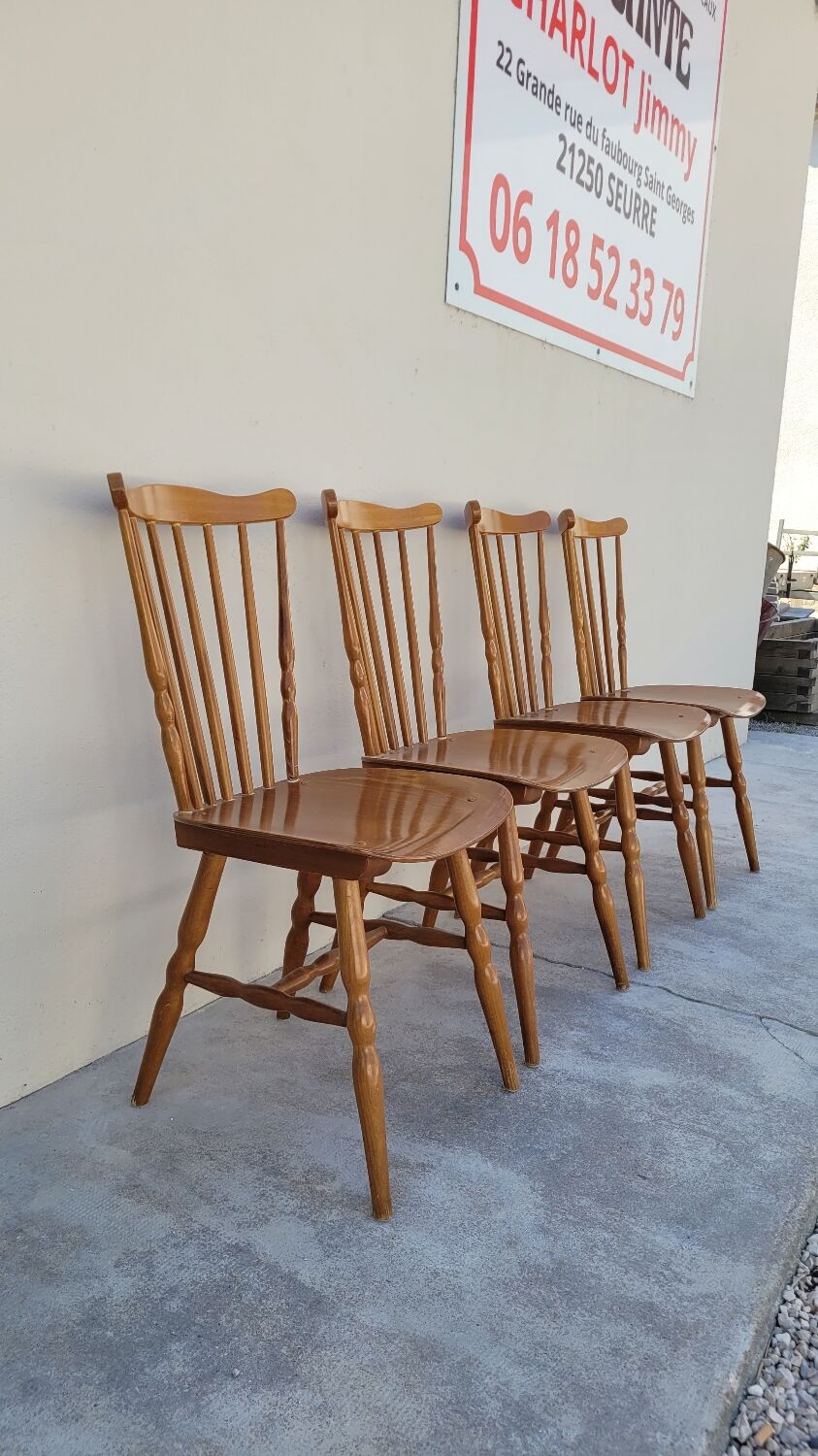 Series of 4 bistro chairs signed Baumann tacoma model 1950 vintage
