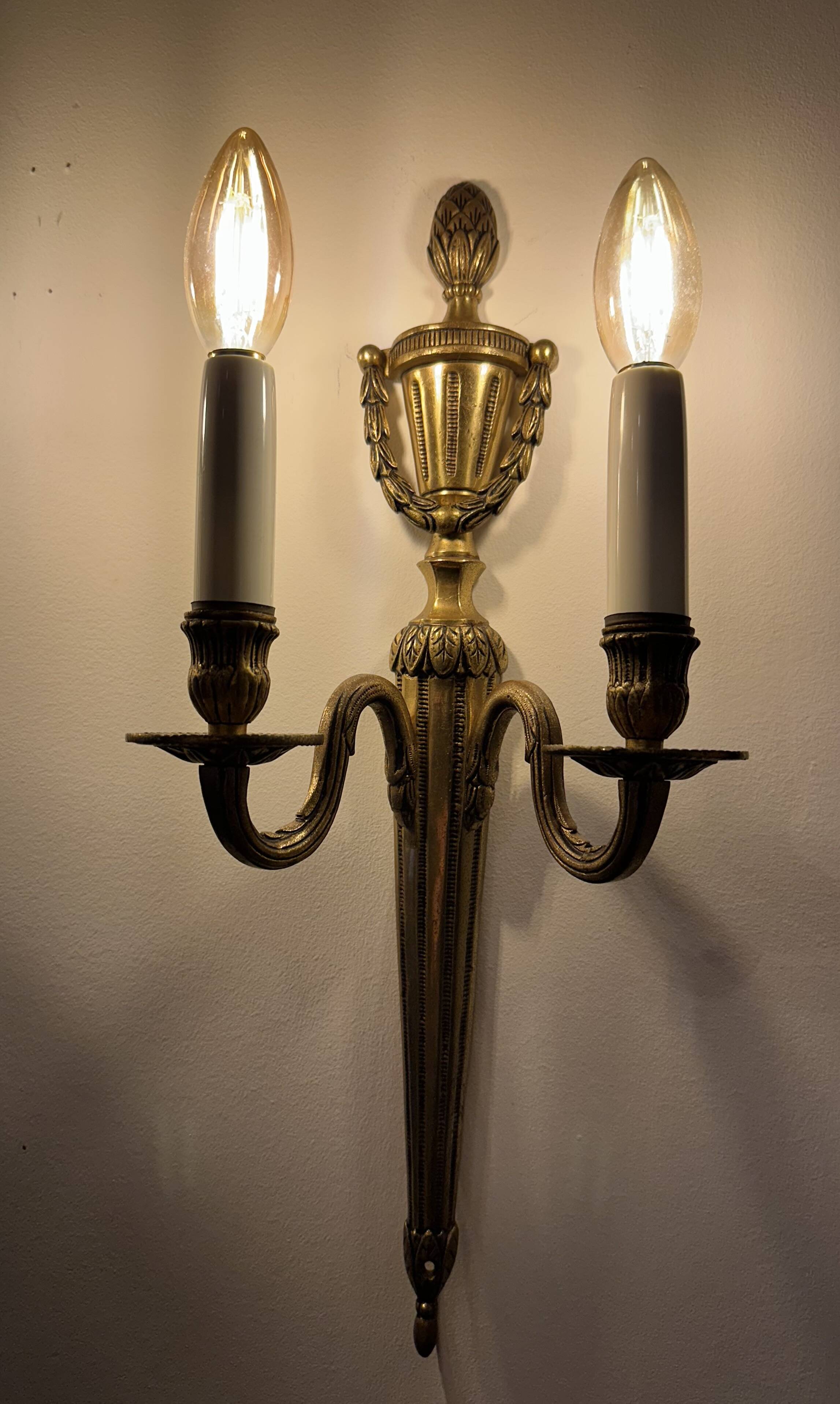 Pair of mid-19th century brass tassel sconces