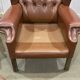 Pair of 1970s Chesterfield wingback chairs in brown leather