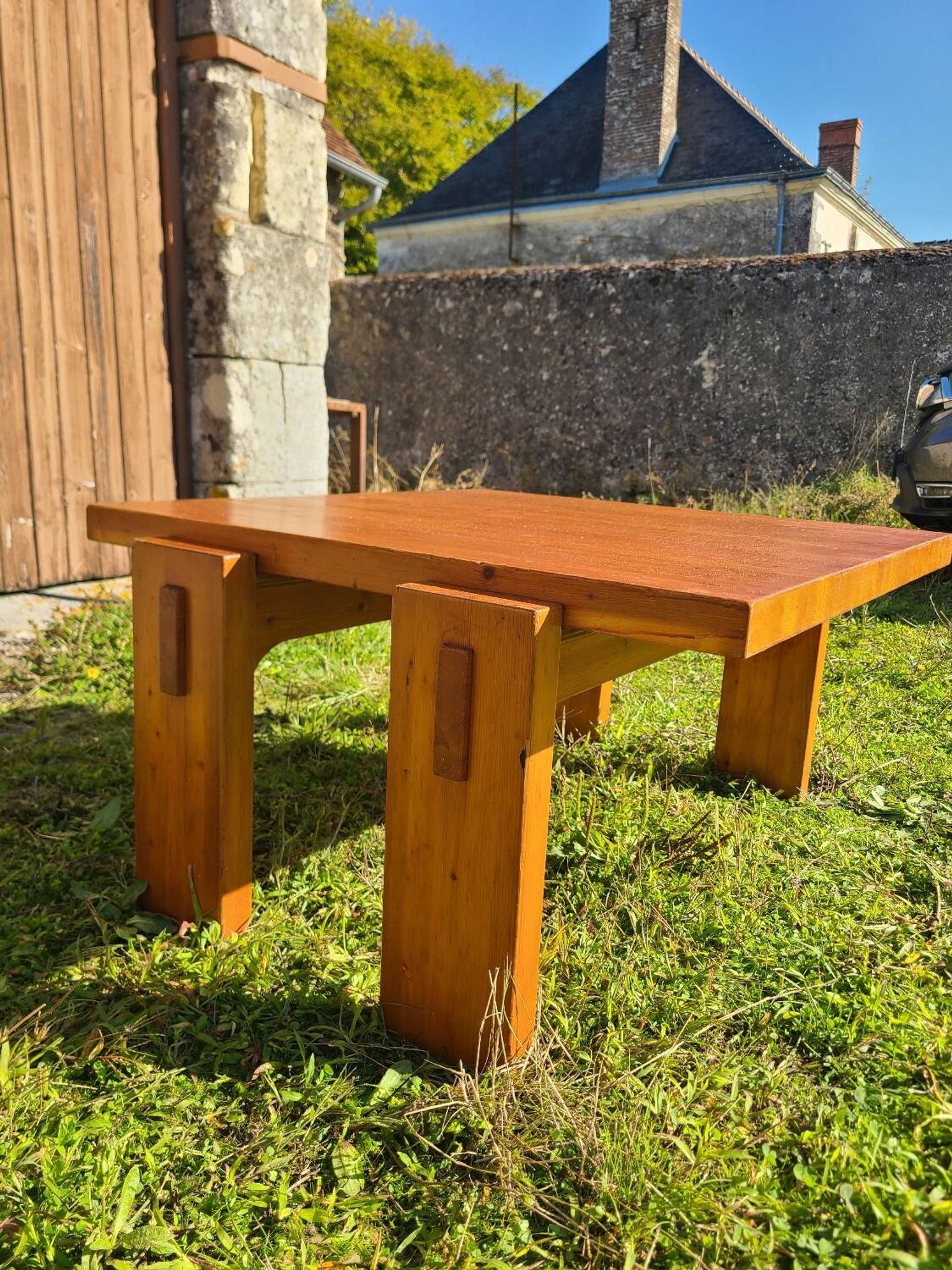 Solid pine coffee table, 1970s