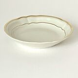 5 Bernardaud Limoges porcelain dessert bowls, Louis XV model, ivory with gold edging