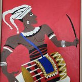 Painting Siv Holme 1971 / African Man Playing a Drum