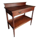Antique mahogany console with drawer and shelf, French serving table, circa 1900.
