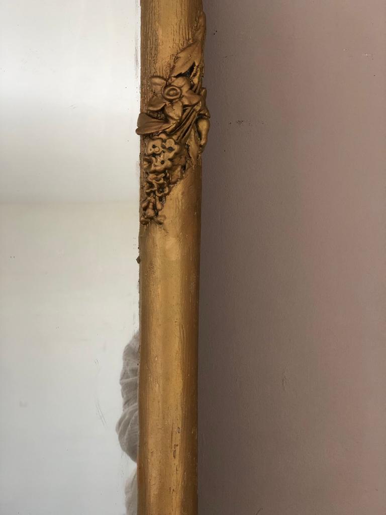 Large old mirror between two gilded pediment louis Philippe ice mercury