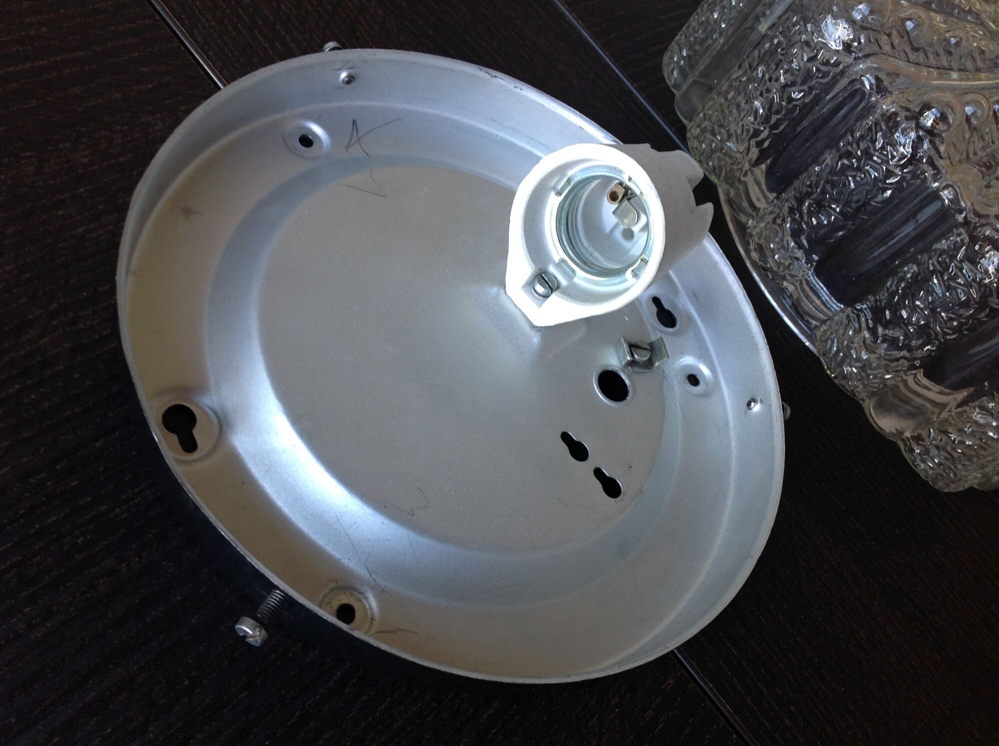 Square ceiling lamp in bulled glass 60/70s