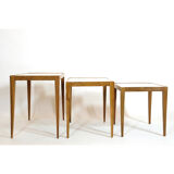Three walnut side tables from the 60s