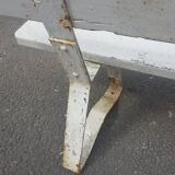 Banc ancien d'école blanc patine ancienne