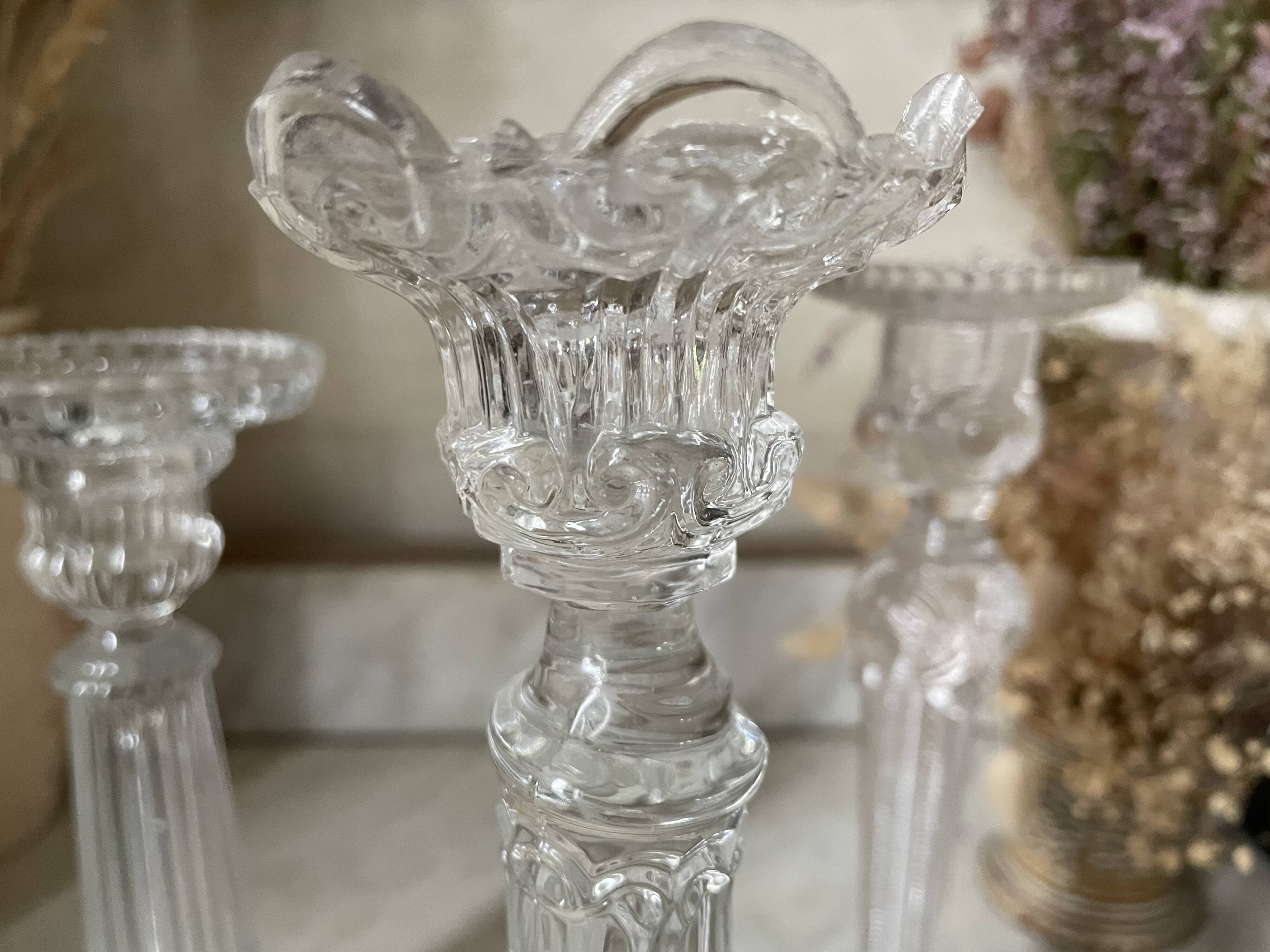 Lot of vintage glass candlesticks