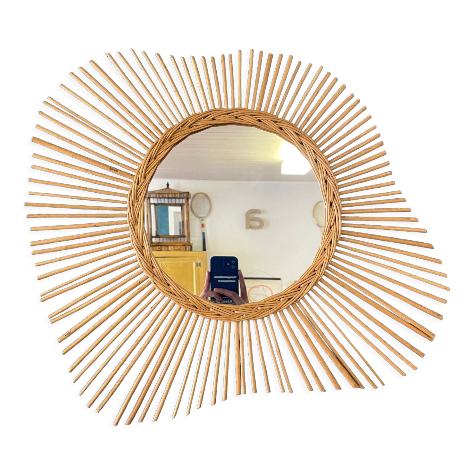 Rattan sun mirror 70s