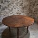 Table à abattants ancienne en chêne français, table à manger ronde, vers 1880–1920