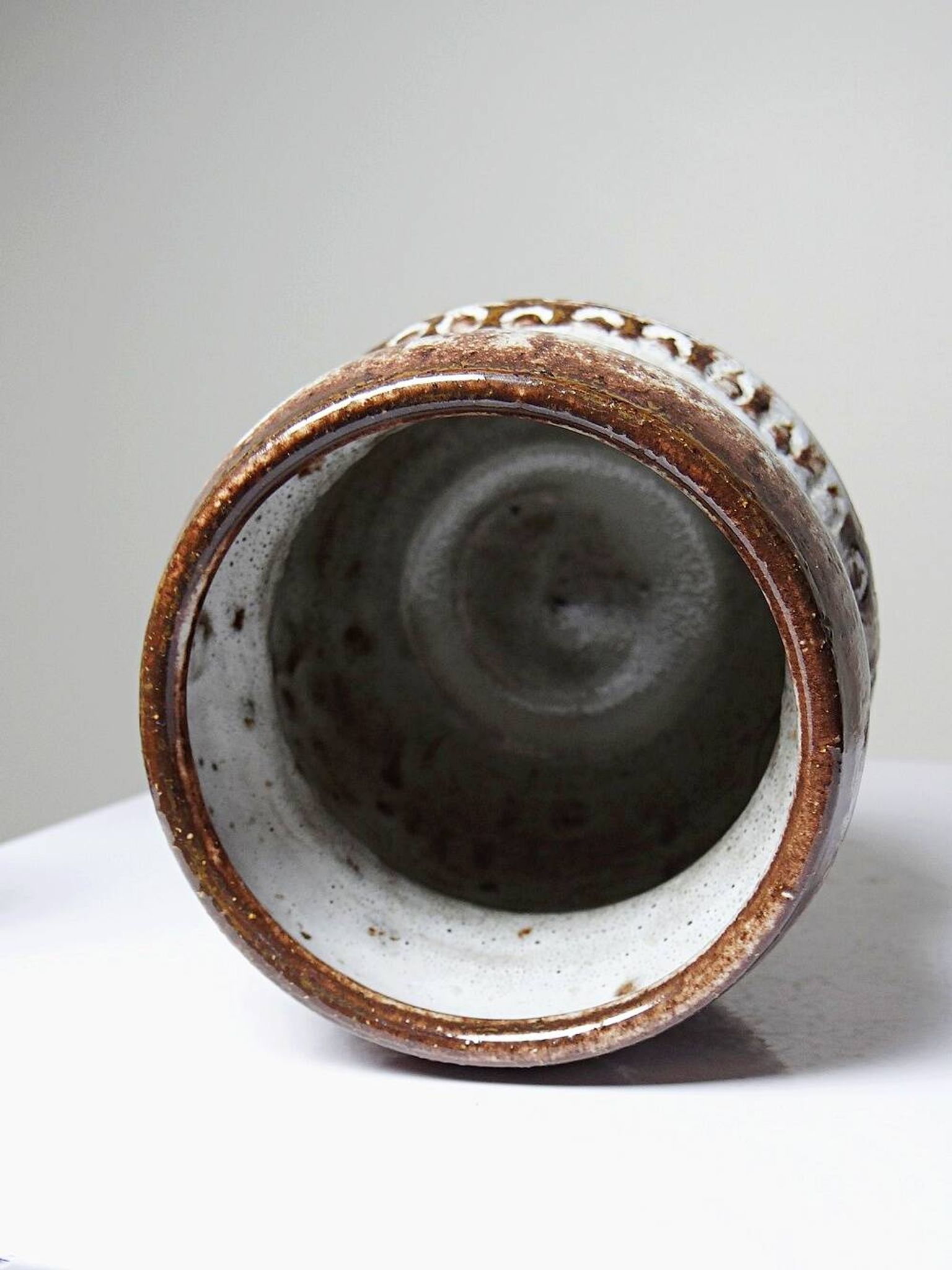 Vintage owl pot in glazed stoneware by Alain Granet, Vallauris 1960s-1970s.