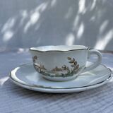 Vintage set of 5 porcelain plates and 5 cups – Digoin Sarreguemines