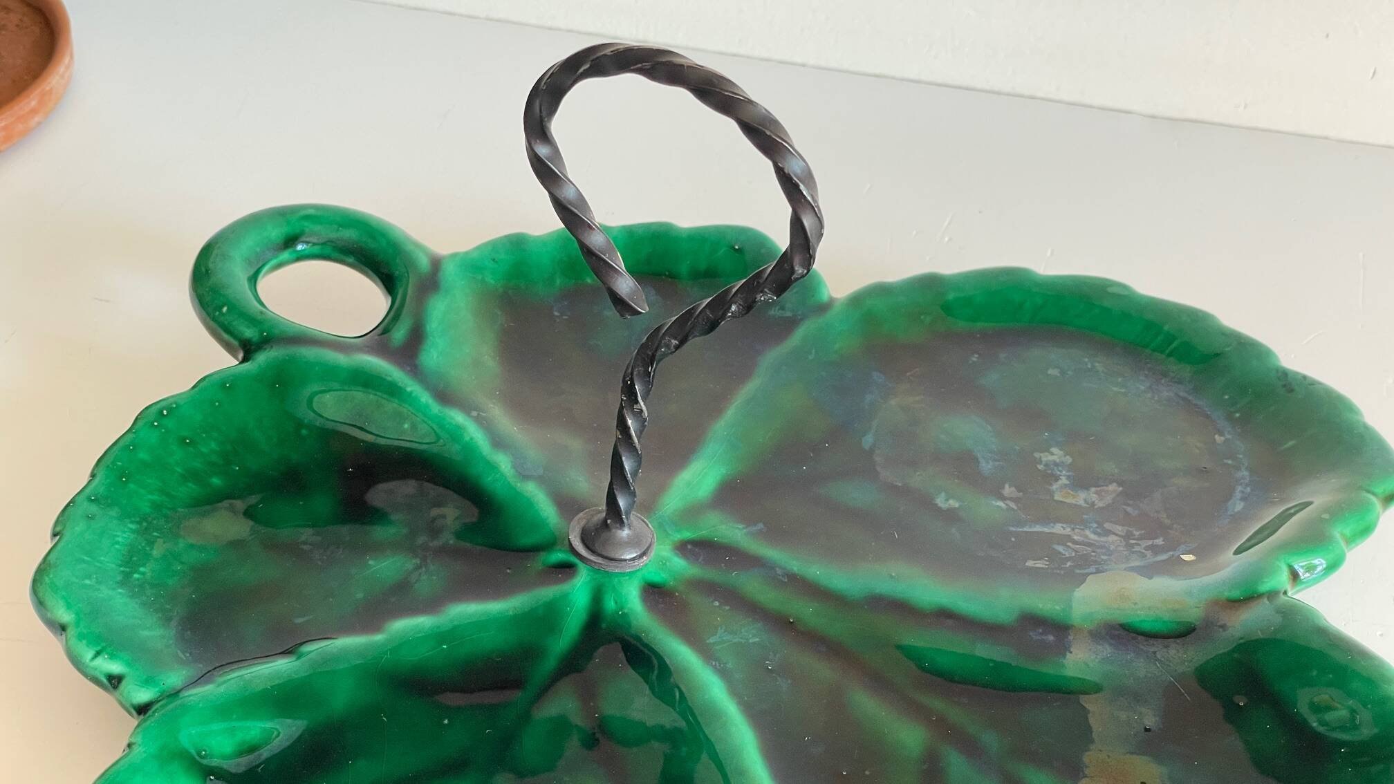 Vintage glazed ceramic slip dish