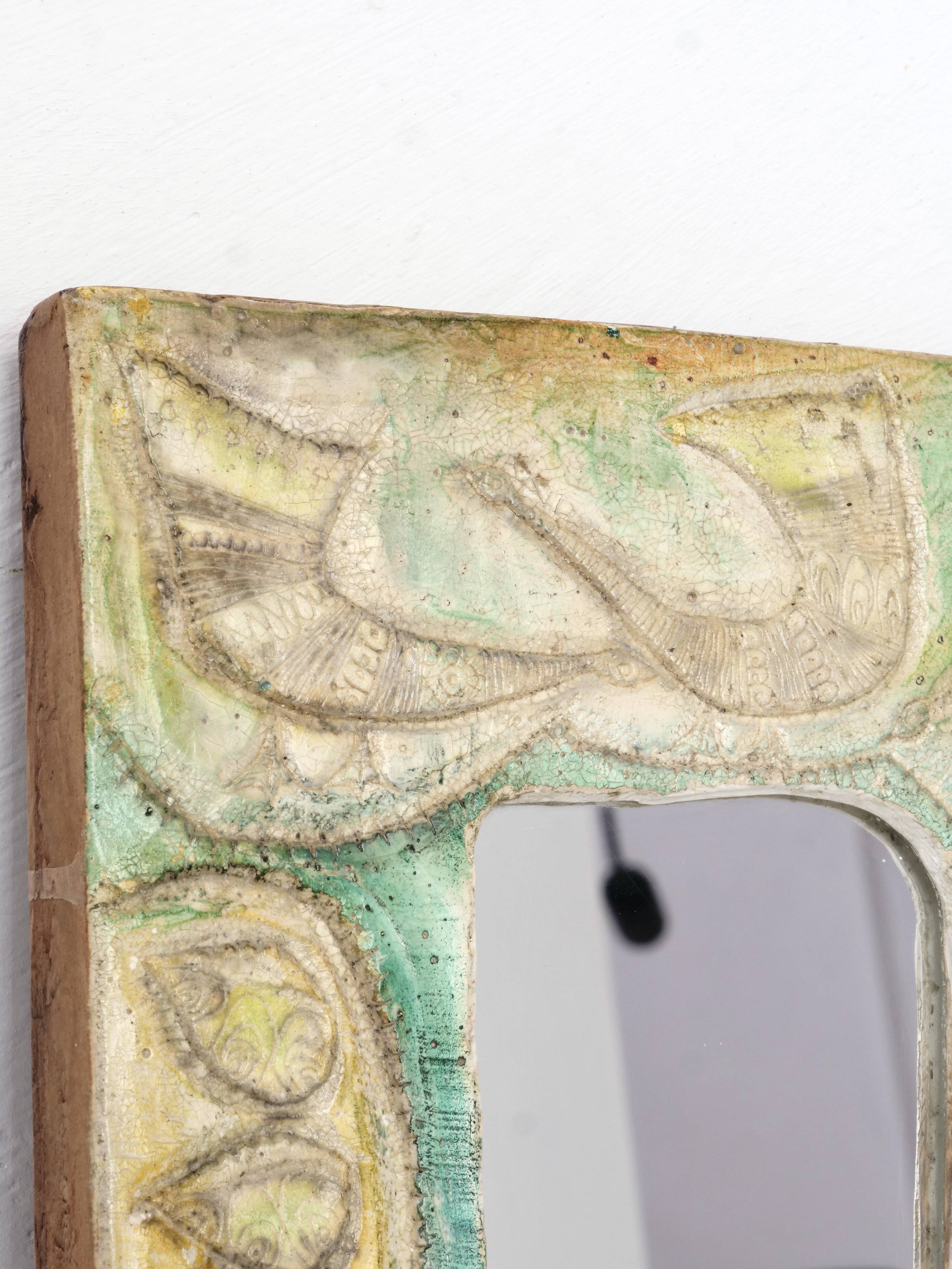 Decorative plaster mirror from the 70s