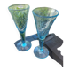 Pair of sky blue chalice or flute glasses