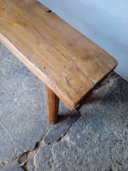 Bench 144 cm old patinated solid wood