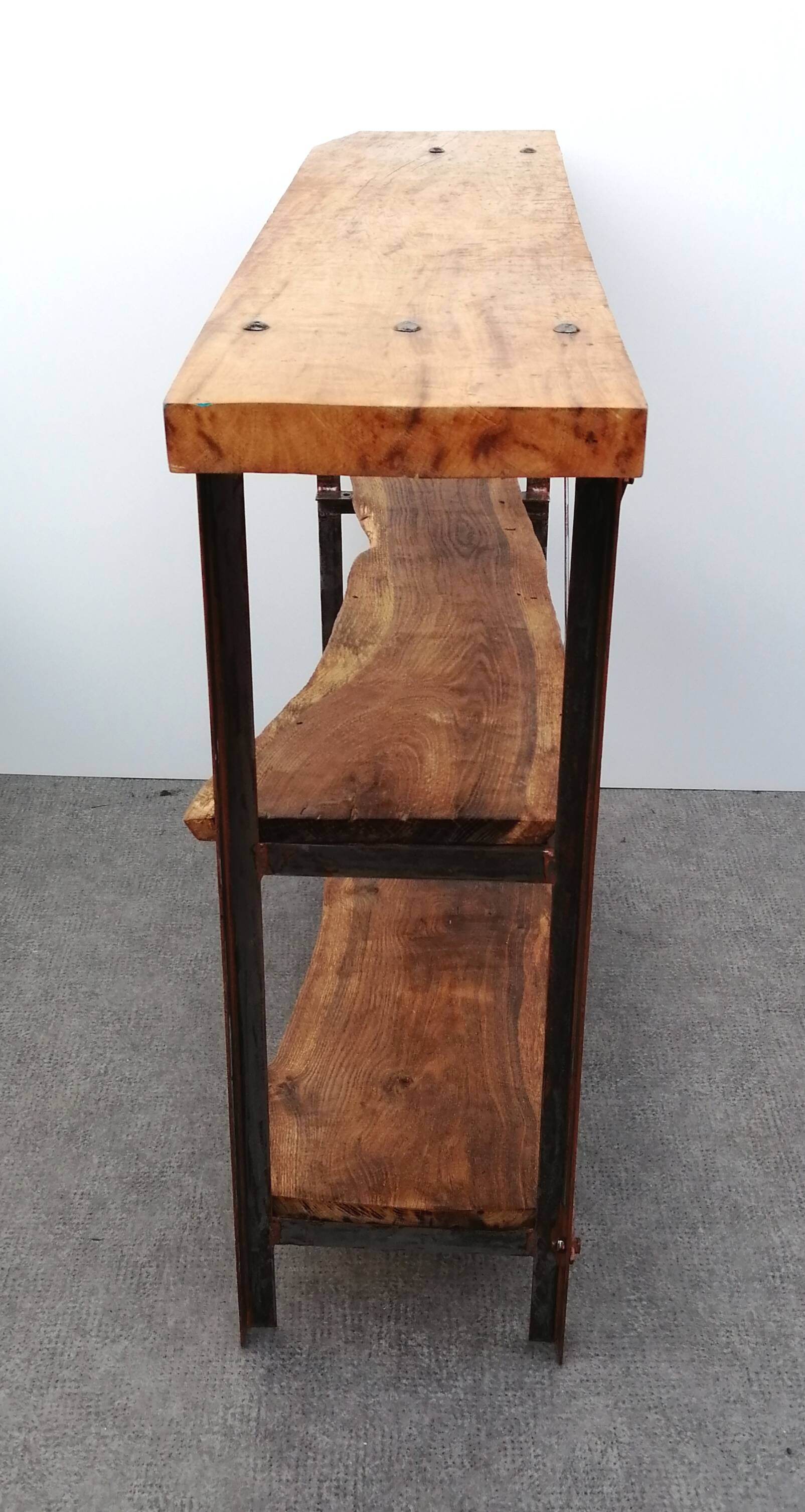 1940s workbench redone in metal and oak board