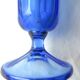 6 Art Deco champagne flutes blue glass cut from 10 flat ribs on peedouche