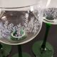4 Vintage Alsace Wine Glasses with green feet floral decorations