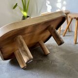 Table basse Roger Capron, modèle Herbiers en hêtre massif, format carré