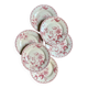 6 dessert plates Gien in pink ironstone, "Roses de Noël" service.