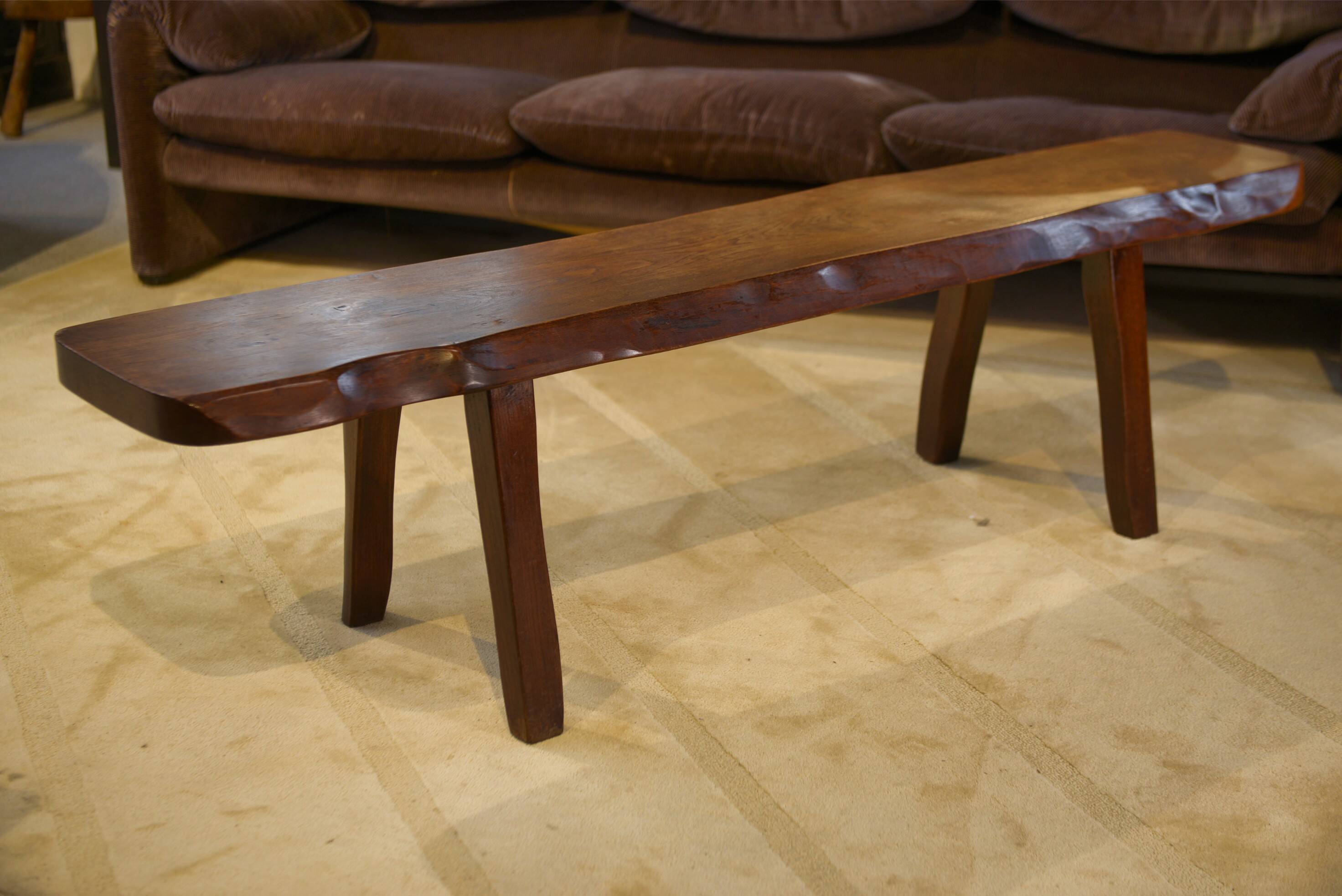 Brutalist elm bench by Aranjou, 1950s