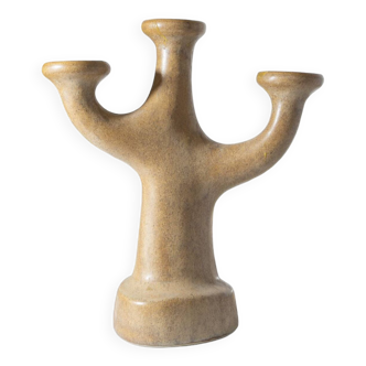Mid century ceramic three-branched candelabra