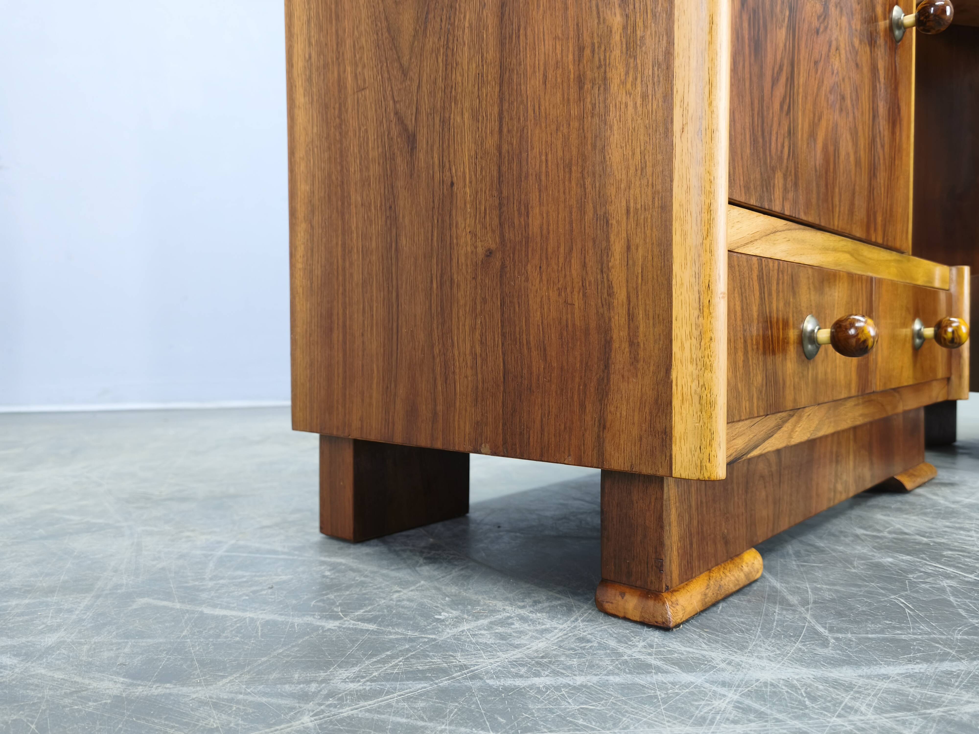 Pair of Italian Mid-Century Walnut Nightstands, 1950s