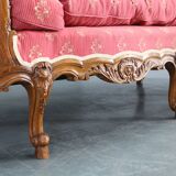 Antique Carved Sofa with Cane Sides , Czechoslovakia