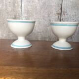 Pair old egg cup carlton ware 1976 ceramic white & blue vintage