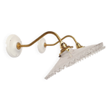 Swan neck sconces in serrated opaline