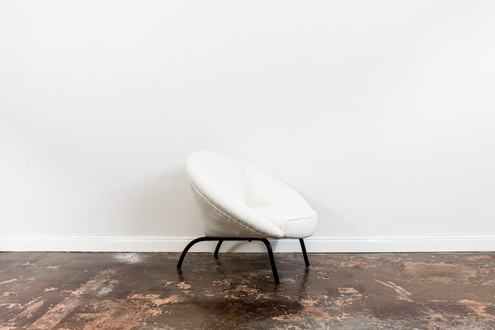 Mid century white boucle armchair 1950's