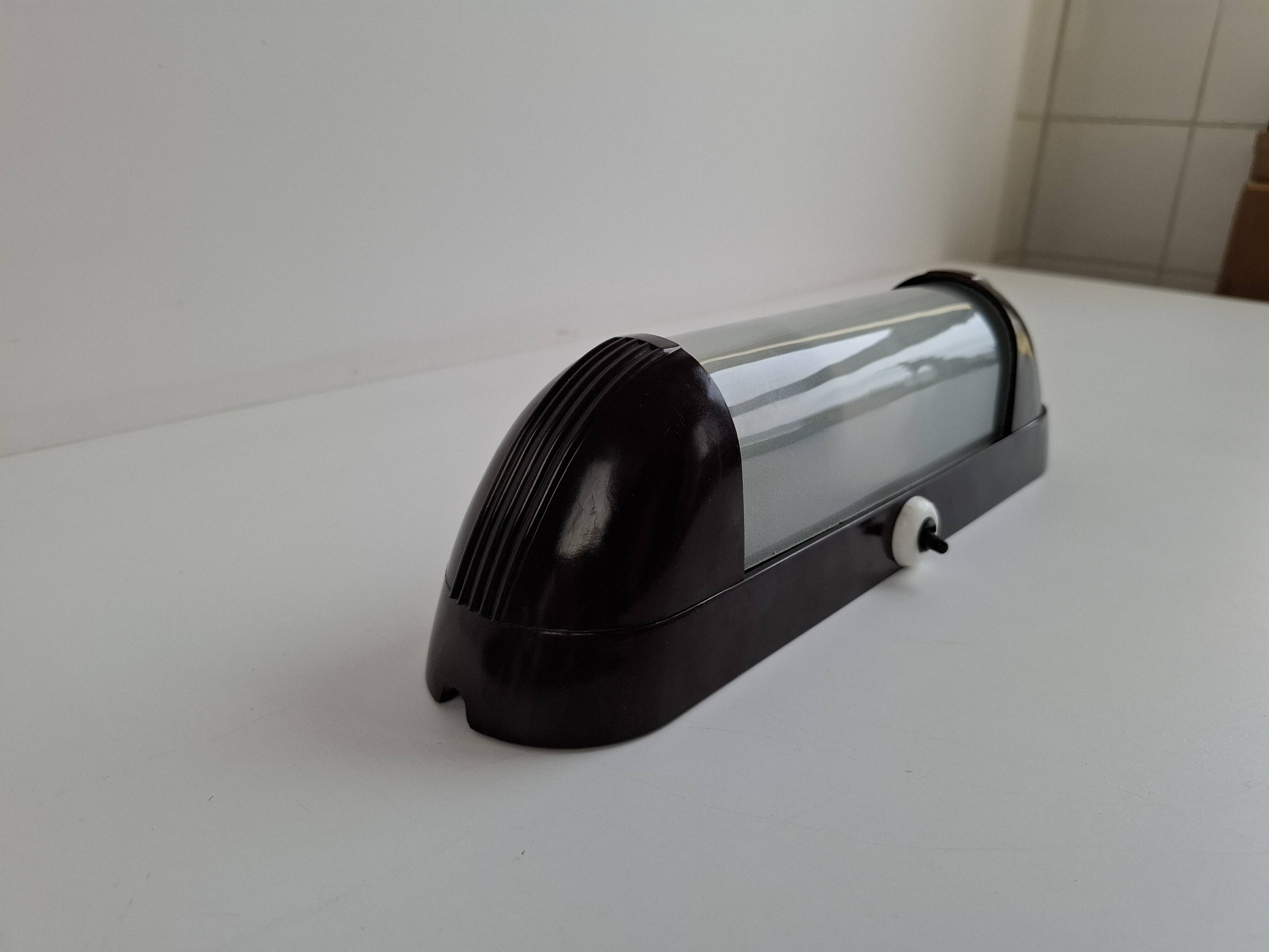 1930s Czechoslovak Art Deco Bakelite Wall Lamp with Frosted Glass