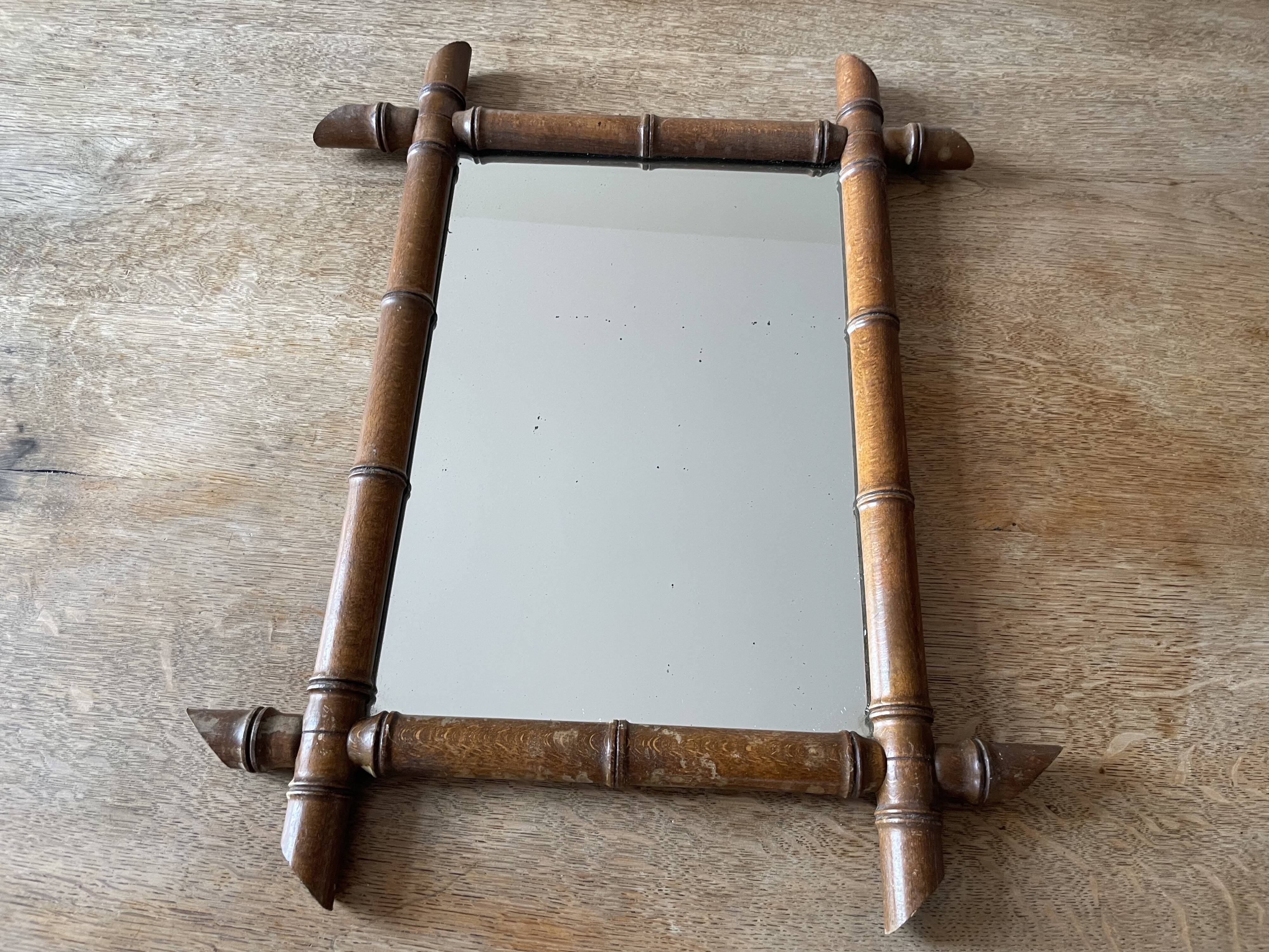 Faux bamboo wood mirror