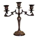 Antique candelabra with 3 arms in patinated bronze