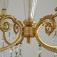 Mid-century brass, glass, and crystal chandelier with 4 lights 5099